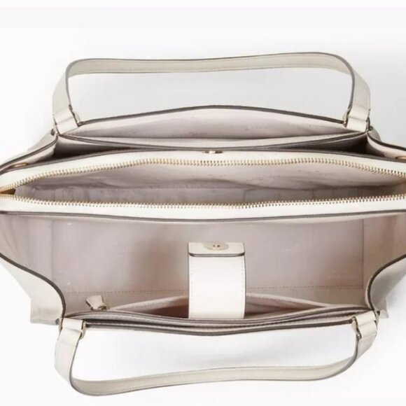 Kate Spade BRIM Laptop Computer Shoulder Bag Pebbled Leather Parchment White NWT - Picture 9 of 16